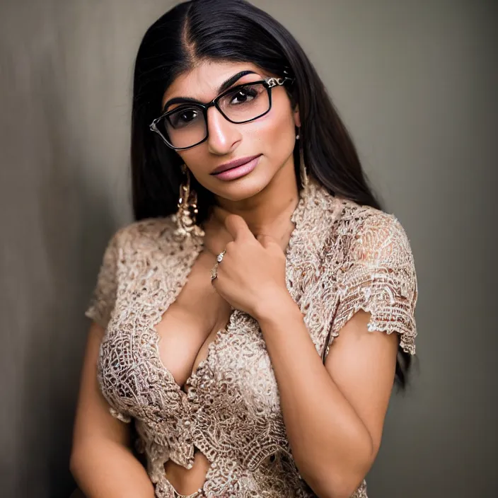 portrait of Mia Khalifa wearing Kebaya, by Charlotte | Stable Diffusion - Mia Khalifa: Sexy Pics of the Former Adult Star with a Massive Following