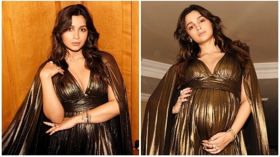 Pregnant Alia Bhatt displays baby bump as she turns Greek goddess in - Is Alia Bhatt Pregnant? Bollywood Buzz Explained