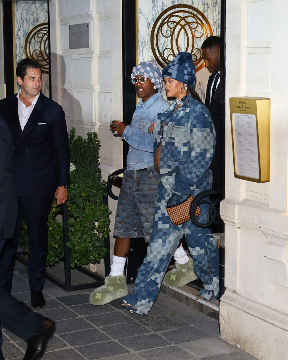Rihanna Shows Off Baby Bump in Matching Denim Outfit With A$AP Rocky - Rihanna Stuns In Cut-Out Baby Blue Dress At A$AP Rocky’s Cannes Premiere